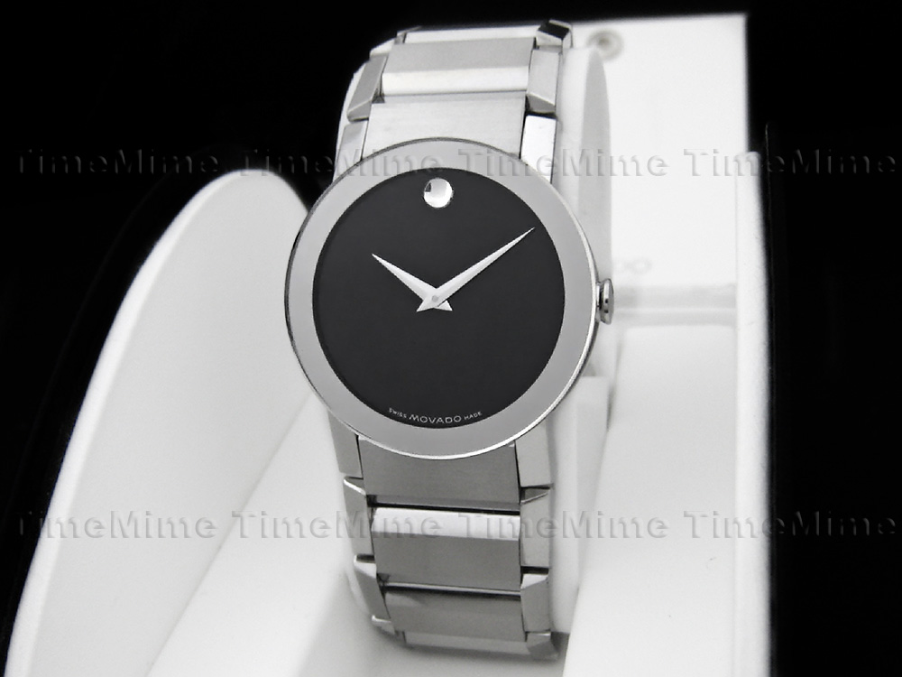 Men's Movado SAPPHIRE Black Dial Mirror Stainless Steel Swiss Watch